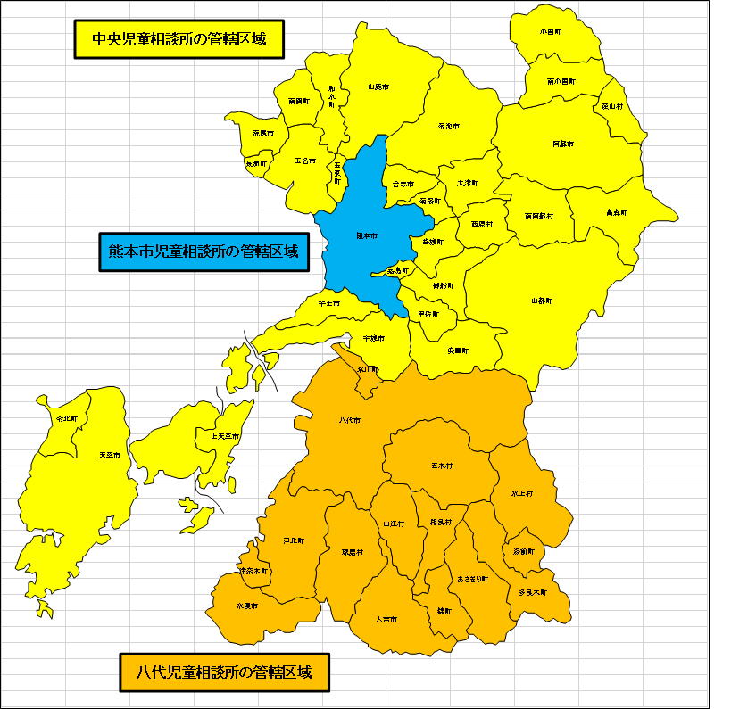 各児童相談所の管轄図