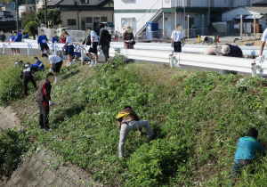 城西校区の土手の草刈り活動