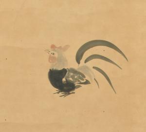 徳川家綱《鶏図》(部分) 江戸時代前期(17世紀) 松井文庫蔵