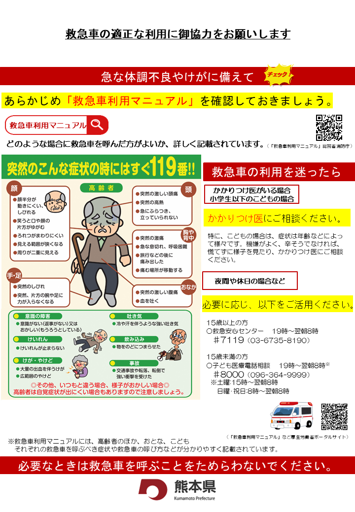 救急車の適正な利用に御協力をお願いします