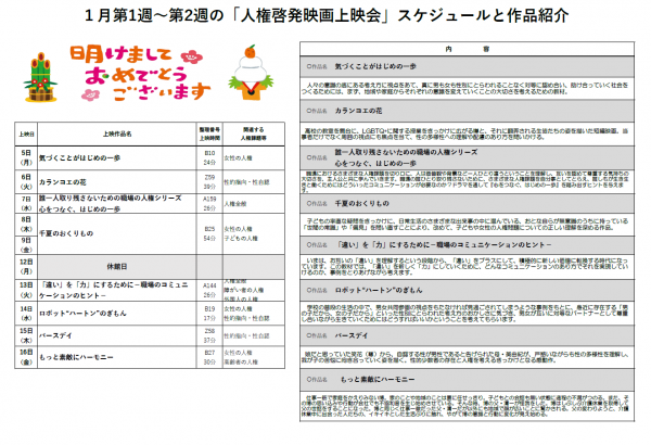R8.1月第1-2週スケジュール