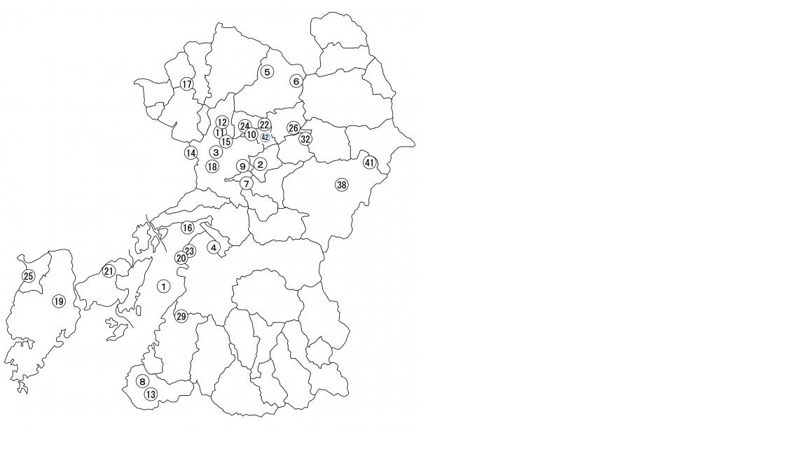 熊本県内の環境影響評価手続中の事業計画地の地図